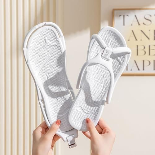 WZNKXFC Travel Slippers Shower Foldable Shoes Quick Drying Non Slip for Women Lightweight Shoes Men Beach Spa Portable Hotel EU Size 39-40 White — view 2