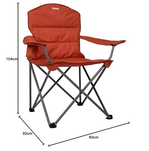 Vango Goliath X-Large Padded Camping Chair for Adults [Amazon Exclusive], Extra Wide Seat with Insulated Drinks Holder, Folding Garden Chair for Outdoors, Fishing, Beach, Red — view 2