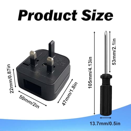 US to UK Plug Adapter 13A with Safety Fuse & Screwdriver — view 2