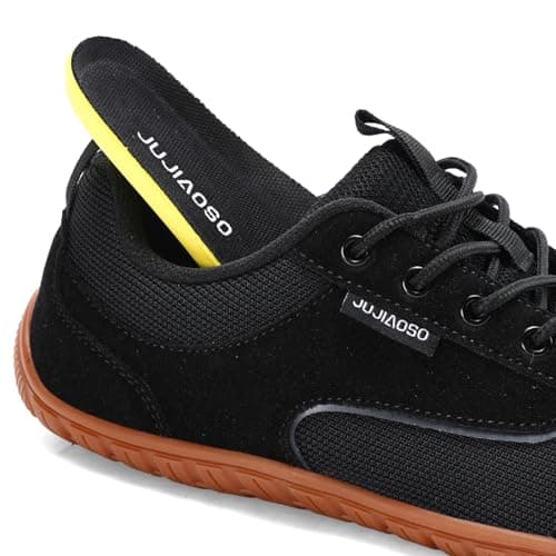 JUJIAOSO Unisex Wide Barefoot Shoes for Men Women Outdoor Trail Running Minimalist Walking Shoes Lightweight and Breathable(Black/Brown,UK 8.5) — view 6