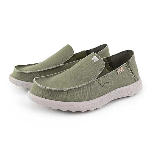 Kickback Couch 2.0 Men’s Canvas Slip On Loafers – Lightweight Casual Summer, Travel & Beach Shoes with Anti-Slip Sole - Relaxed Comfortable Fit for All Day Comfort - Khaki Green, UK 11 — view 2