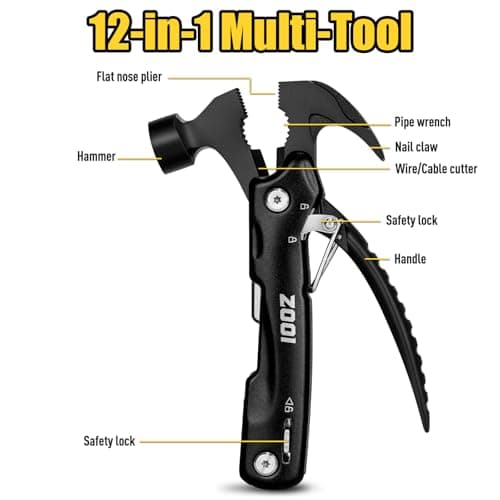 ZOOI Gifts for Men Women, Birthday Gift for Men Dad Presents for Mens Gift s for Him, Gadget Dad Gifts for Men Who Have Everything, 12 in 1 Hammer Multi Tool, Camping Accessories — view 5