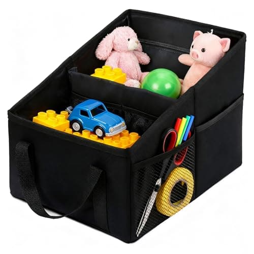 DHSWNNG Car Organiser, Boot Storage Organiser 31x25x25cm Foldable Multi-Compartment Car Caddy Organisers With Handle Cars Seat Organisers Backseat Storage Box