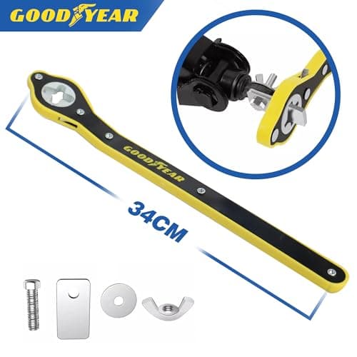 Goodyear Ratchet Wrench Jack Handle, 34cm Scissor Jack Handle with Swivel Head & Universal Adapter, Heavy-Duty Steel, Anti-Corrosion, for Car, SUV, Van Tyre Change (Under 2 Tonnes) — view 4
