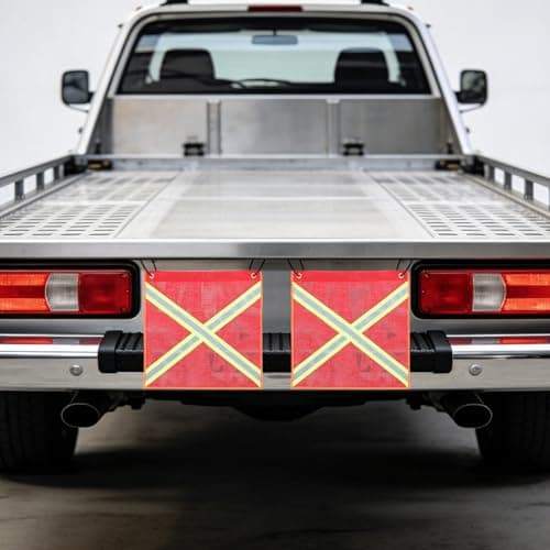 KJHBV Vehicle Safety Flag Kit and Safety Flag for Towing, 2pcs Red PVC Mesh, Weather-Resistant, for Construction and Daily Use — view 4