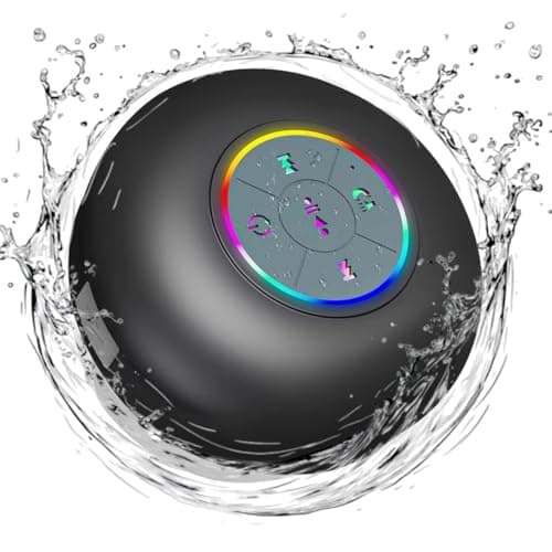 Bluetooth Shower Speaker with LED, Portable Wireless Mini Speaker (Black)