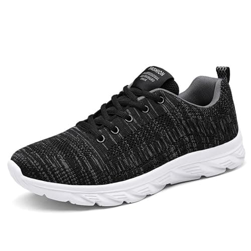 Men's Breathable Mesh Sneakers Casual Sports Shoes Lightweight Shock-Absorbing Running Shoes Fashion Walking Shoe with Non-Slip Sole Comfortable Low Top Trainers for Jogging Outdoor Grey — view 2
