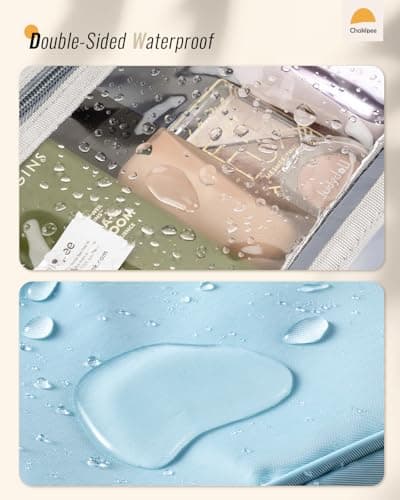 Chakipee Travel Hanging Toiletry Bag for Women - Foldable Toiletries Waterproof Organizer with Clear Window, Lightweight Wash Bags for Essentials, Makeup, Shampoo, Blue, Medium — view 4