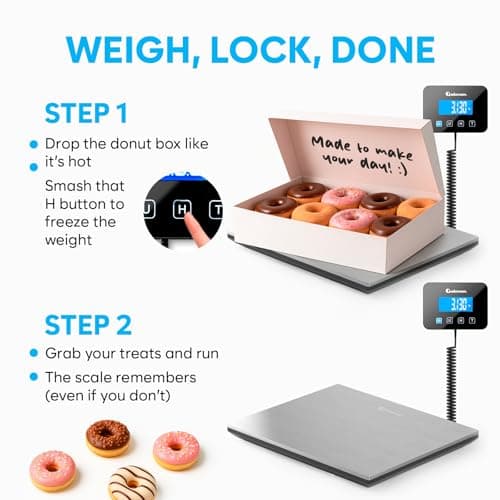Parcel Scales - 300 kg - Heavy-Duty & High Accurate Digital Postal Scale with Hold/Tare Function - Perfect for Packages, Luggage, Industrial Use - Battery & Cable Included - Silver — view 5