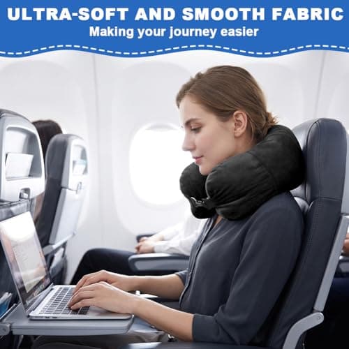 Adiwo Multifunctional Stuffable Travel Pillow, Travel Pillow Stuffable with Clothes, Soft Stuffable Neck Pillow, Fillable for Extra Luggage with Adjustable Straps, for Airplane Camping Train, Black — view 6
