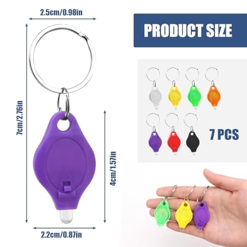 7Pc Mini Keyring Torch with Built in Batteries Portable Key Ring Torches LED Super Bright Mini Key Ring Torches Led Super Bright for Kids and Adults Key Chain Torch Light for Outdoor and Emergency — view 2
