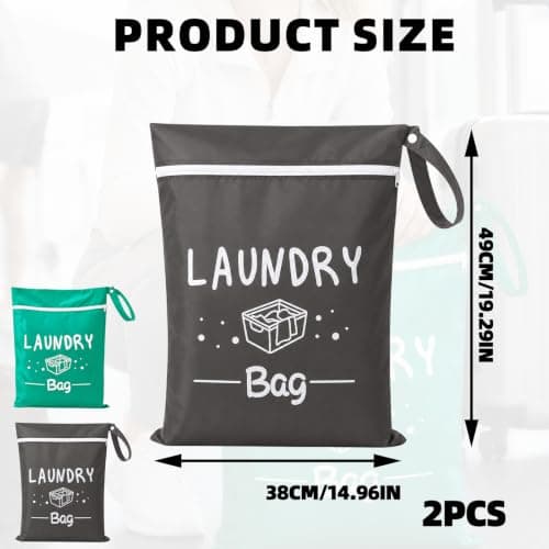 2 Pack Small Travel Laundry Bag, Small Laundry Wet Bag for Home and Travel — view 2