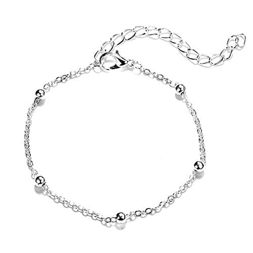 GREENLANS Fashion Anklets, Summer Beach Moon Sandals Barefoot Ankle Bracelet 4Pcs/Set, Birthday Christmas Valentines Day Decor Gift Silver — view 6