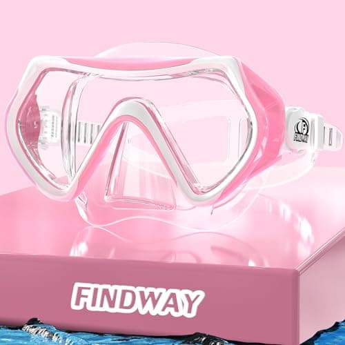 Findway Snorkel Mask,180°view Snorkelling Mask Adult & Junior, Diving mask Anti-Fog & Anti-UV Tempered Glass, Wide View Snorkel Mask, Easy Adjustable Strap Mask for Diving, Snorkelling and Swimming