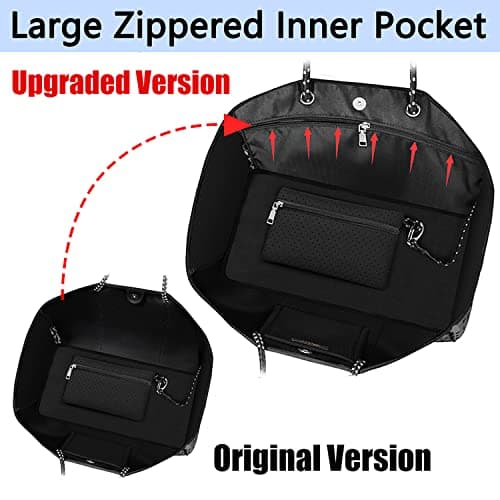 IBFUN Neoprene Tote Bag Beach Bag Women Gym Pool Bag Large Travel Bag, A3 Black Upgraded, Großes Upgrade — view 3