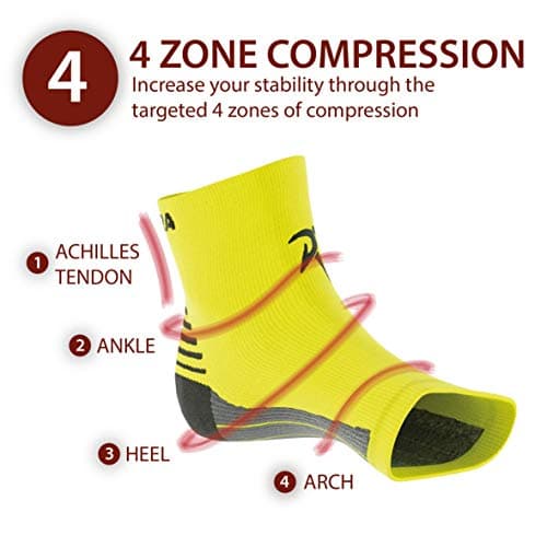 Rymora Foot Compression Socks Sleeves (Pair) (Neon Yellow) (Medium) [M] — view 3