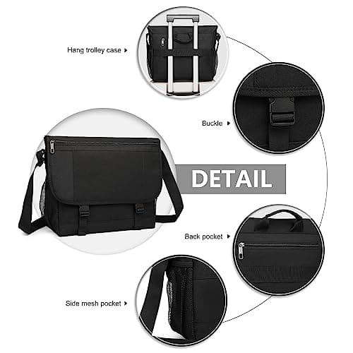 Kono Laptop Messenger Bags Men's Shoulder Bag Fits 15.6 Inch Laptop Water Resistant Anti Theft Cross Body Satchel Briefcase for School Travel Work — view 6