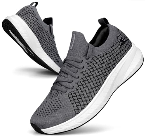 Puweco Womens Trainers Running Shoes Breathable Lightweight Non Slip Walking Shoes Casual Tennis Gym Jogging Shoes Dark Grey