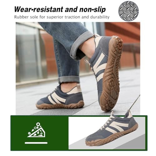 AONETIGER Wide Toe Box Barefoot Shoes Men Women Zero Drop Grey,3UK — view 6