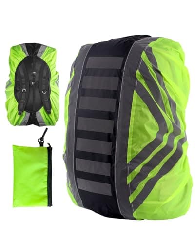 Waterproof Rucksack Rain Cover, Reflective and High Visibility Protector with Adjustable Non-Slip Strap for Hiking, Camping, Cycling & Travel, Comes with Storage Bag
