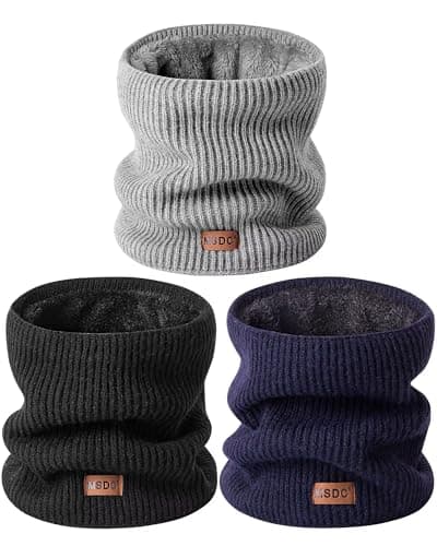 MSDC Winter Neck Gaiters for Men 3 Pack,Neck Warmer Men Women with Thermal Thick Warm Fleece Lined Cold Weather,Mens Scarf Winter Ski Face Mask Cover Windproof Scarves