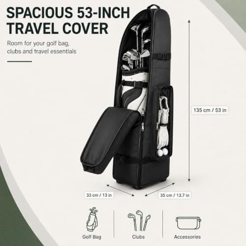 Capsste Golf Travel Bag with Wheels, 900D Heavy Duty Oxford Golf Travel Cover with Padded Club Protection, Durable Golf Bag for Airline Travel, Men & Women — view 2