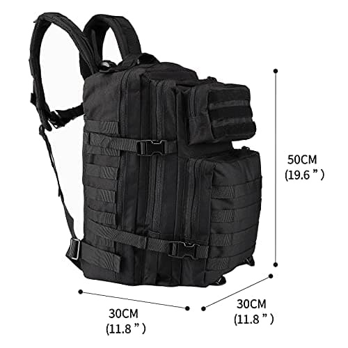 Oreunik Military Backpack 45L Waterproof Tactical Backpack Molle Backpacks Large Back pack for Travelling,Outdoor Trekking,Camping,Hiking,Fishing,Hunting,Gym(Black) — view 3