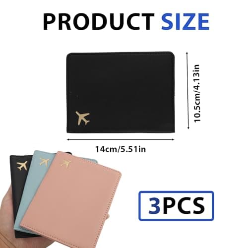 kwinfei 3PCS Passport Holder Cover for Women and Men,PU Leather Travel Document Holder Case with Snap Button Closure, Passport Cover for Boarding Pass, ID Card, Credit Cards,Compact Protector Wallet — view 2