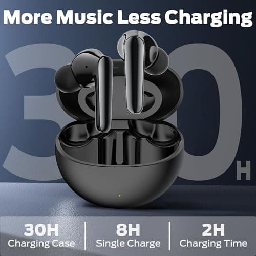 Wireless Earbuds, Bluetooth Earphones with 40H Playtime, In Ear Headphones for Running, Wireless Noise Cancelling Earbuds with 4 ENC, IPX6 Waterproof Sport Earphones for Gym, Travel, USB-C (Black) — view 6