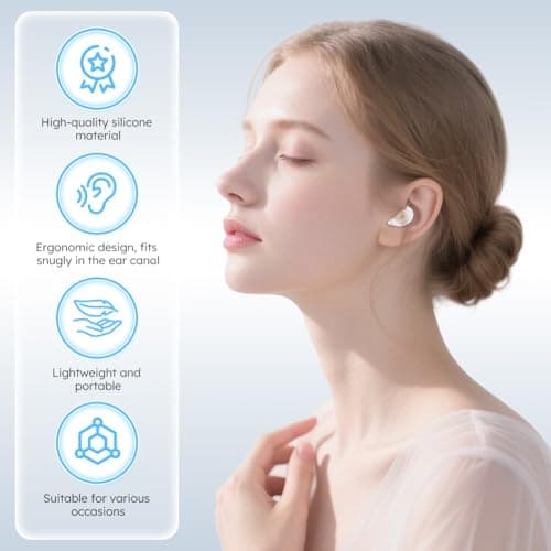 Adiwo Ear Plugs Noise Cancelling 50dB, Reusable Silicone Earplug for Sleeping, Ultra Soft Washable Hearing Protection, with Case & 5 Pairs Different Sizes Replacement, for Work Study Travele, White — view 3