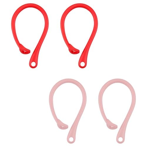 Gaomumu 4PCS Silicone Ear Hooks Wireless Earbuds, Portable Replacement Earphone Holder, Ergonomic Anti-Lost Secure Earphone Loops for Running, Cycling, Gym(Red & Pink)