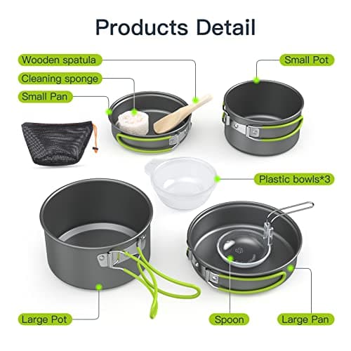Lixada Camping Cookware, 2-3 People Multifunctional Portable Cooking Set for Outdoor Camping Hiking Picnic — view 6