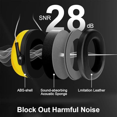 flintronic Ear Defenders Adults, 28dB Protection Noise Cancelling Headphones, Protective Earmuffs, Noise Cancelling Headphones Earmuffs with Adjustable Headband for Shooting Gardening Working — view 3