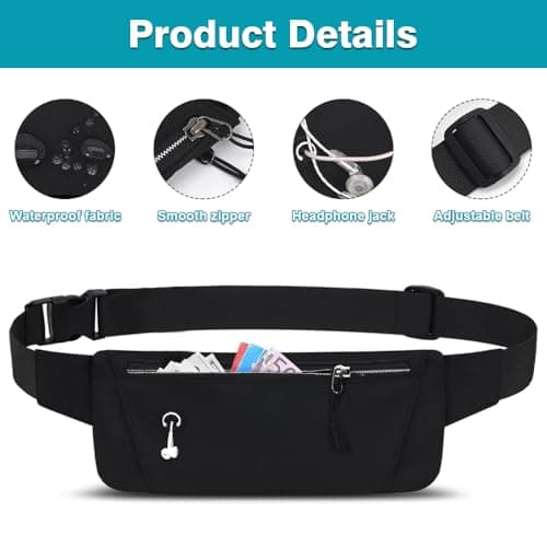 Slim Running Belt for Phone, Travel Money Belt — view 3