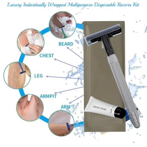 10Pack Luxury Individually Wrapped Travel Hotel Disposable Razors Set With Shave Cream; Sensitive Skin Private Body Razor; Portable Manual Shaving Razor Kit for Bathing Hotel Travel, Daily Use — view 2