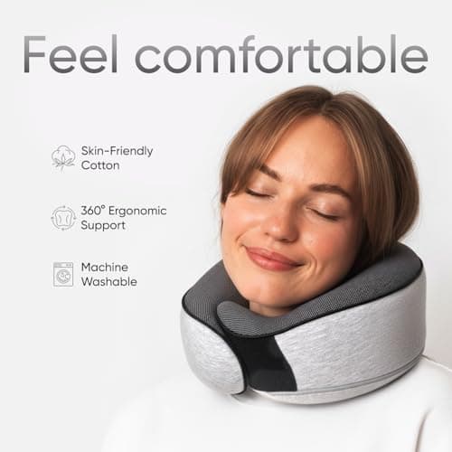 Proglobe Neck Pillow for Travel, Memory Foam, Long Haul Flights, Grey — view 2