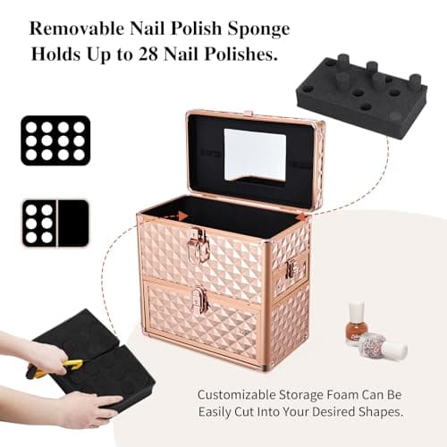 Large Vanity Case Makeup Box Nail Technician Case Nail Polish Organiser — view 3