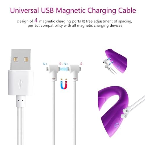 Universal Magnetic Charging Cable for Massagers, USB-A Fast Charging Cable Replacement Charger with Adjustable charging port for Personal massager & Rose and Other Rechargeable Toys (1-Pack) — view 2