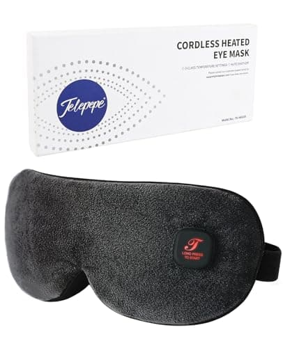 Heated Eye Mask, Warm Eye Compress, 3 Heat Levels Cordless Heated Eye Mask for Men Women, 1000mAh Rechargeable Battery, Detachable Design and Washable (Black)