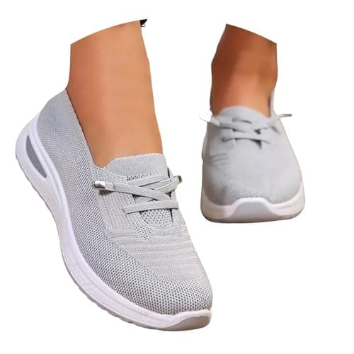 Women Comfy Orthopedic Walking Shoes Women Lightweight Slip-On Knitted Sneakers Comfortable Fashion Flat Walking Shoes Breathable Slip On Arch Support Non-Slip Sneakers — view 4