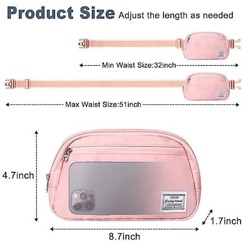 DMLuna Small Crossbody Bags for Women Trendy, Lightweight Waist Pack for Women & Men, Mini Belt Bag, Waist Bag with Adjustable Strap for Running Workout Traveling, Rose Gold — view 5