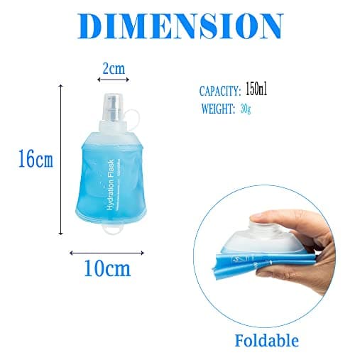 AXEN 150ML Soft Flask, TPU Foldable Running Hydration Flask, Soft Collapsible Water Bottle for Hydration Pack Cycling Marathon Running Hiking — view 2