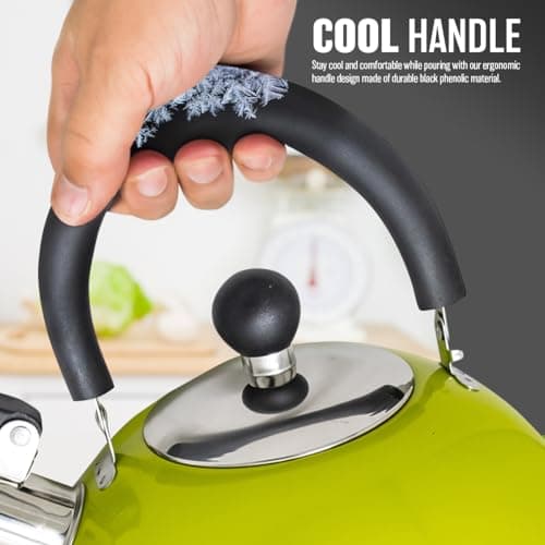 2.5L Stainless Steel Whistling Kettle - Suitable for Fishing, Camping, Hiking, Indoor & Outdoor | Camping Kettle for Gas Stove, Electric Stove, Camp Fire | Lightweight, Fast Boil, Phenolic Handle — view 4