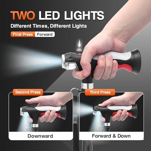BeneCane Walking Cane for Women Folding Cane for Men with Two Led Lights Quad Cane with Stable Base Lightweight and Adjustable Walking Stick (Black) — view 2