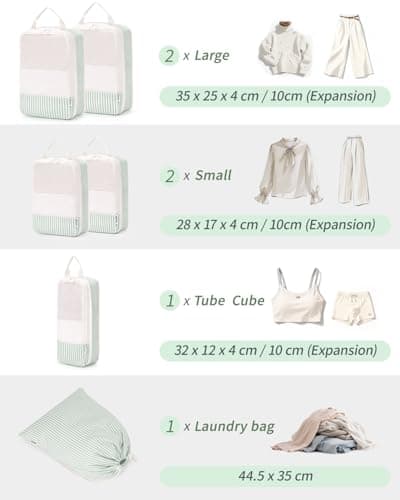 Narwey 6 Set Compression Packing Cubes for Suitcases, Travel Storage Bags — view 3