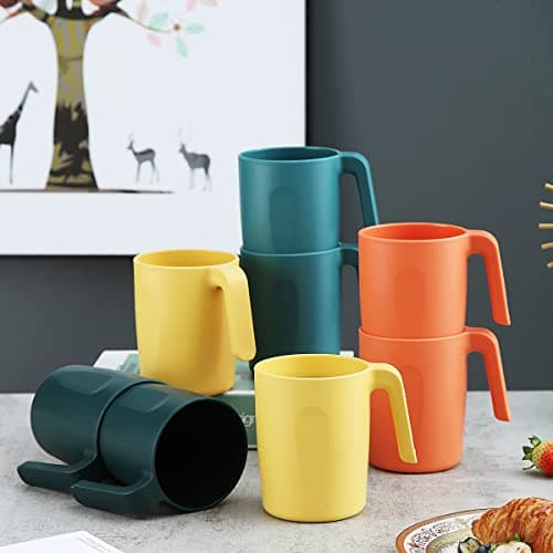 Kyraton Plastic Mug Set 8 Pieces, Unbreakable and Reusable Light Weight Travel Coffee Mugs Espresso Cups Easy to Carry and Clean Microwave Safe BPA Free Dishwasher Safe (Mutil Color) — view 4