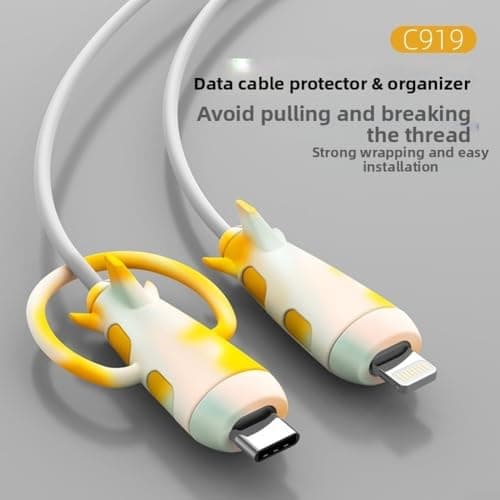 Silicone Cable Protector Organizer, Non-Slip Cord Savers With Built-In Strap, For USB A C Charging Cables Travel Home(C) — view 6
