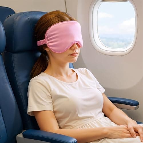 KFHENSOMR Silk Sleep Eye Mask 4 Pack Mulberry Silk Sleep Mask Eye Cover Blindfold with Elastic Strap Cute Satin Soft Eyeshade Masks for Women Night Sleeping Travel Nap (Pink) — view 5