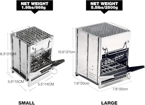 REDCAMP Camping Wood Burning Stove, Stainless Steel Portable Foldable Stove — view 3