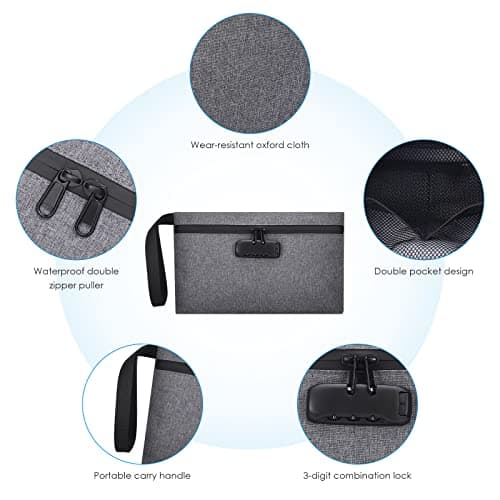 Brifit Security Smell Proof Bag with Combination Lock, 13 x 8 Inches Waterproof Money Bag, Men & Women's Smell Proof Pouch, Portable Carry Handle Bag for Cash, Travel, Bank Deposits, Credit Cards — view 4